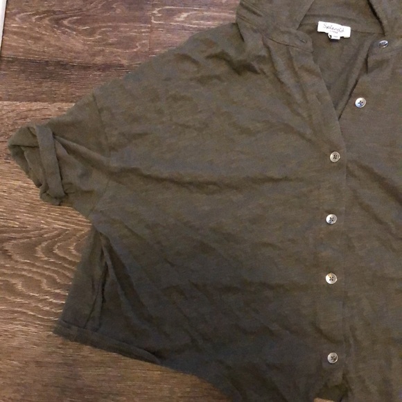 Splendid Cropped Tie Shirt - Picture 3 of 9